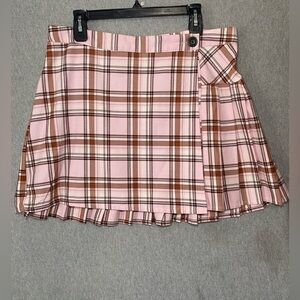 EUC, Jolt Juniors Pink Plaid Flap Skirt, Size XL, Pleated
